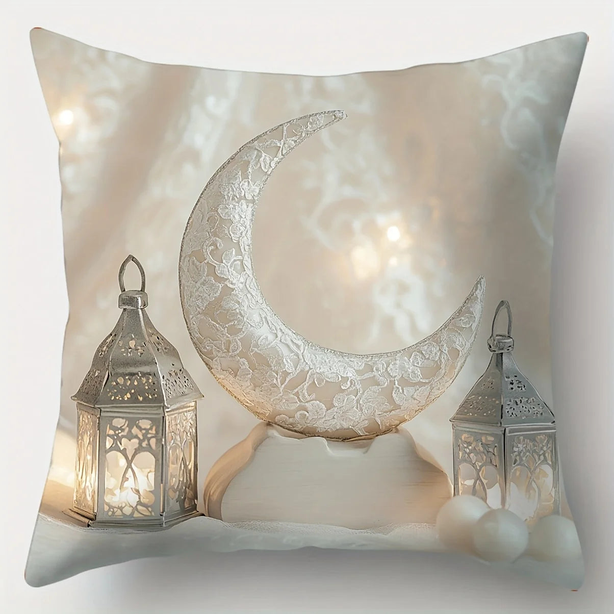 Silver Glitter Ramadan Cushion