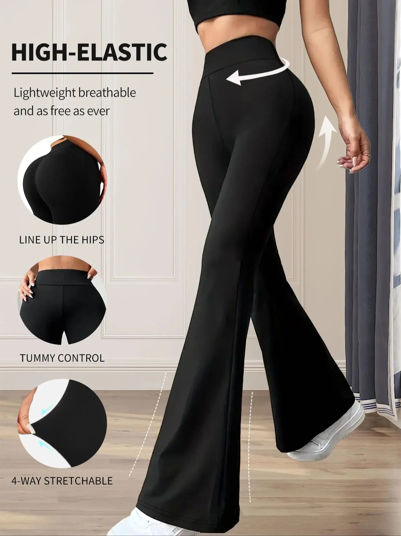 High-Waist Fitted Flared Leggings