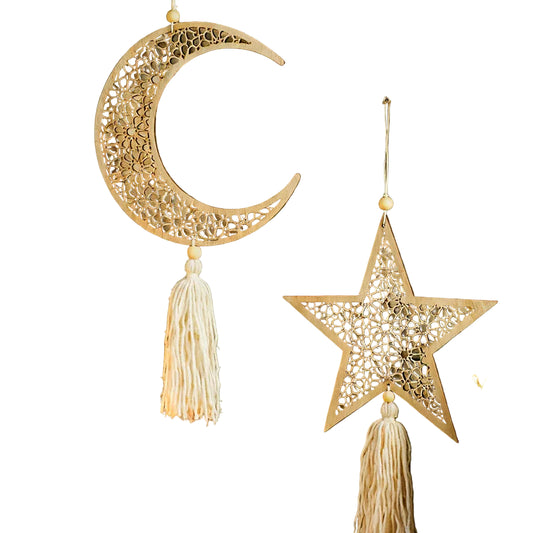 Ramadan Moon & Stars Wooden Wall Decor