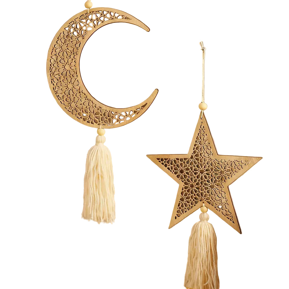 Ramadan Moon & Stars Wooden Wall Decor