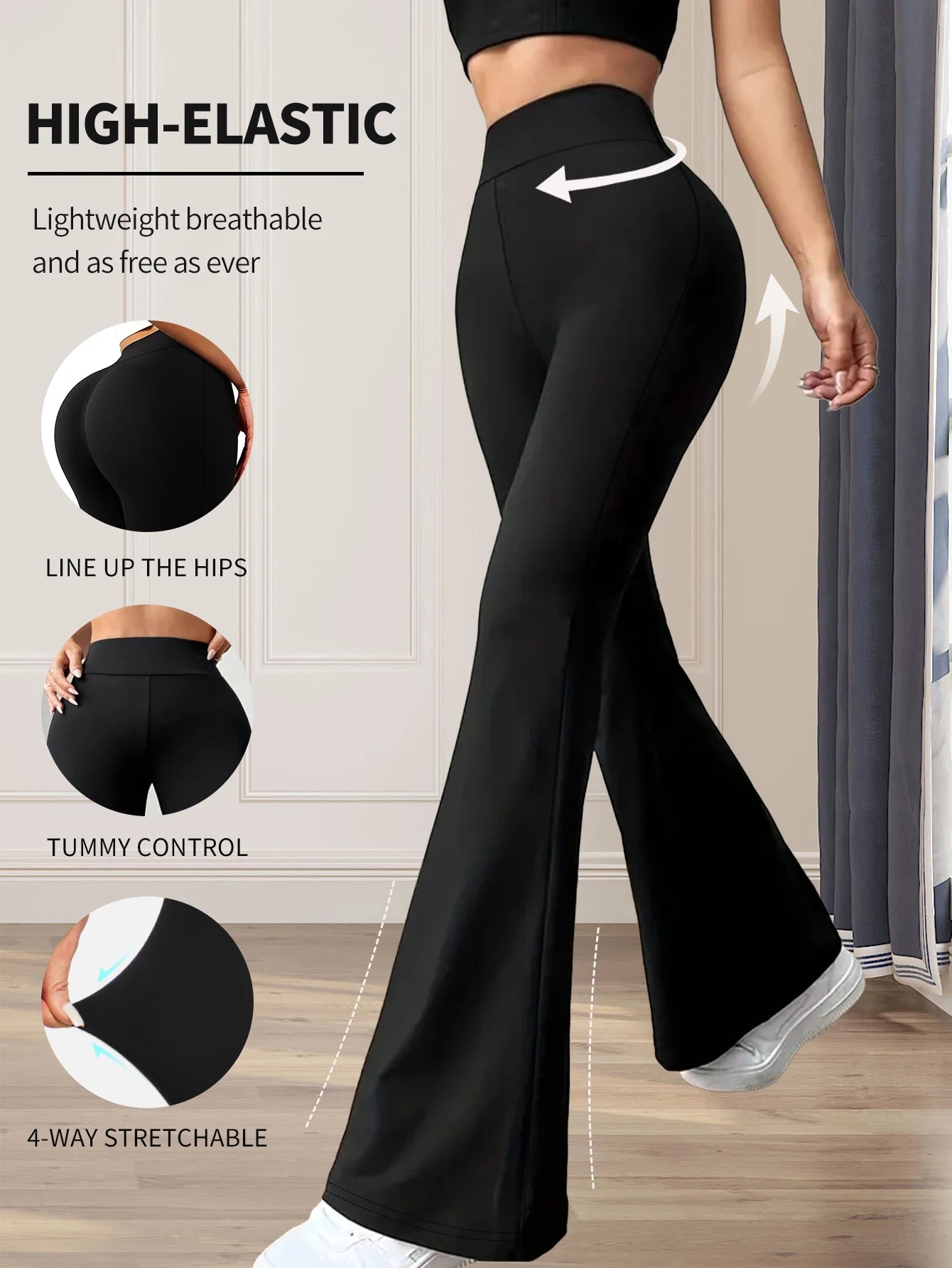 High-Waist Fitted Flared Leggings