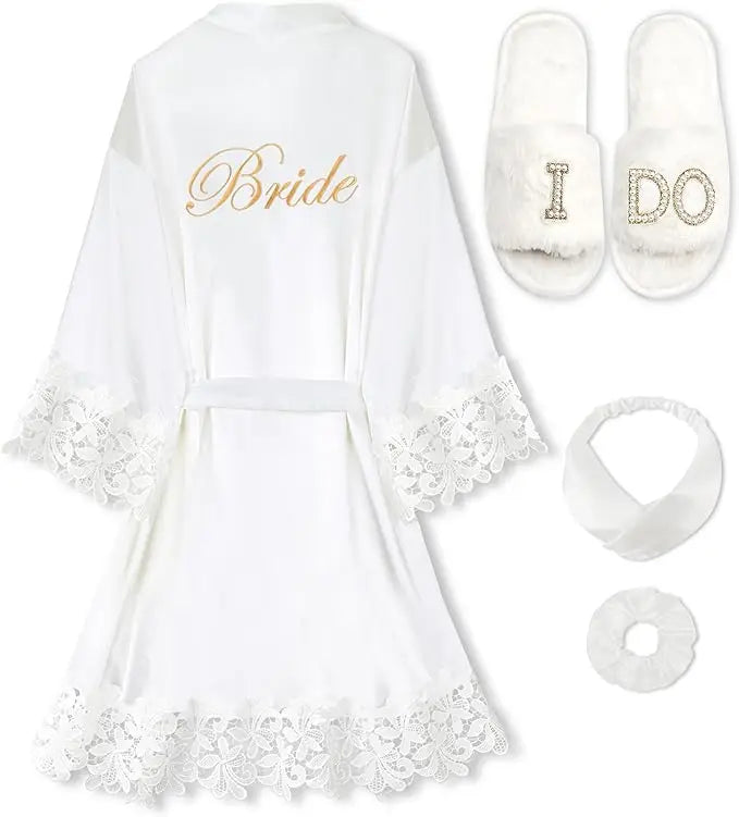 Bridal Robe & Slippers Set