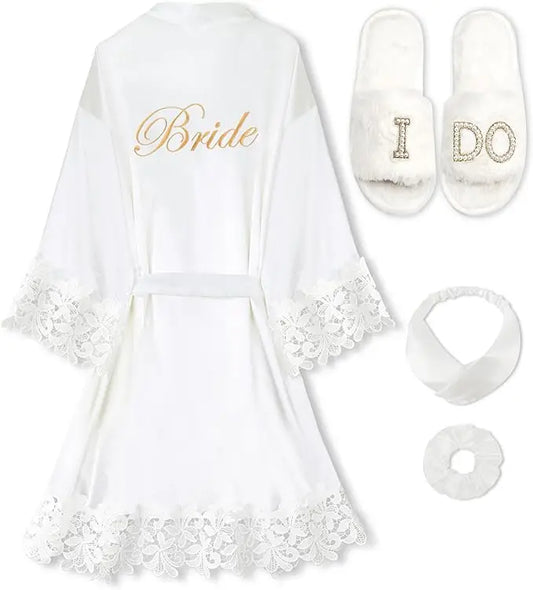 Bridal Robe & Slippers Set