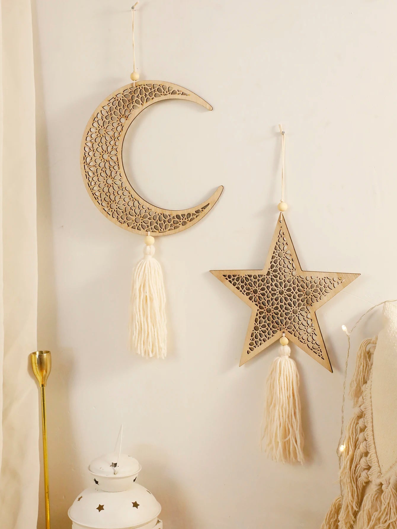 Ramadan Moon & Stars Wooden Wall Decor